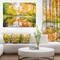 Designart - Bright Fall Forest with River - Landscape Canvas Art Print
